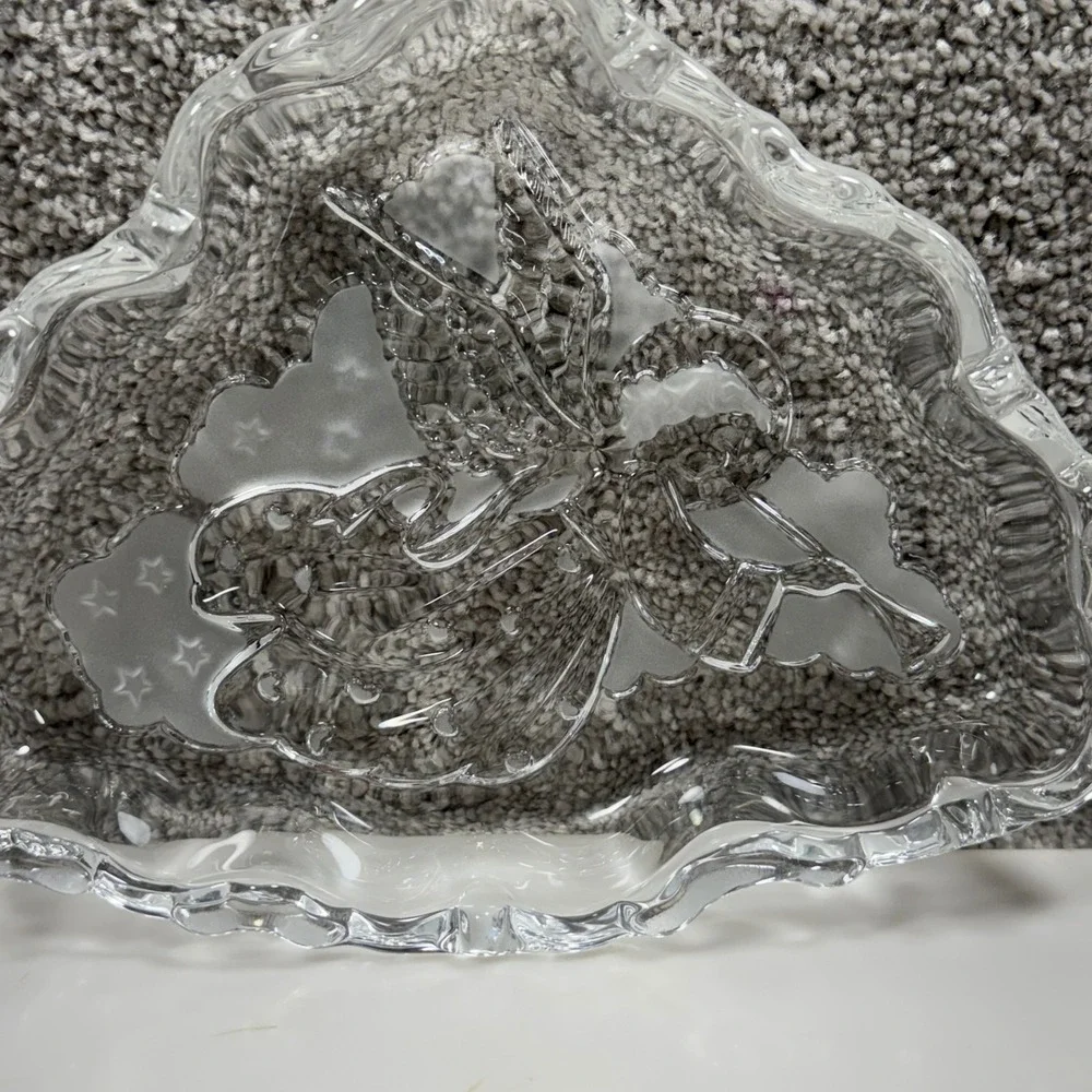 Mikasa‎ Candy Dish Clear Glass Angel Music Trumpet Cloud Shape Trinket Tray 7.5